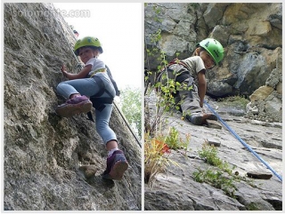  little one rappelling and climbing